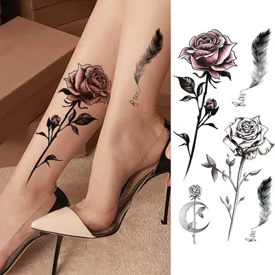 эскиз для тату перо на ноге 26.09.2019 №002 -sketch feather tattoo-  tatufoto.com - tatufoto.com