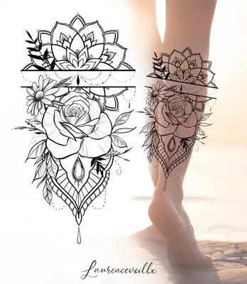 Татуировки эскизы на ногу - 44 фото