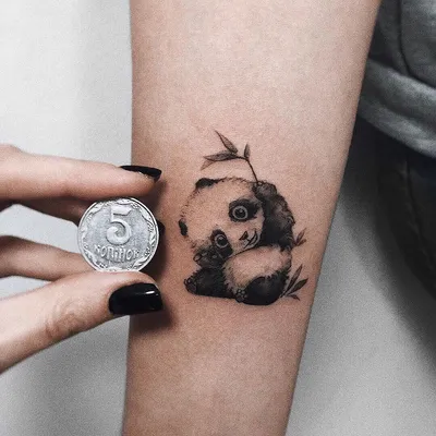Татуировка мужская треш полька на предплечье панда 3349 | Art of Pain