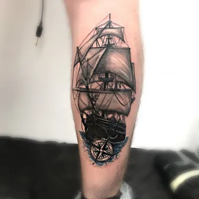 Тату корабль на ноге - фото | Liberty tattoo, Tattoos, Schulter