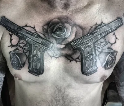 Рисунок татуировки с револьвером: коллекция готовых тату рисунков,  информация про значение и примеры эскизов