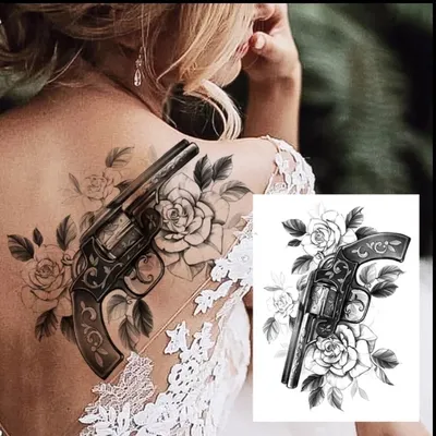 Татуировка мужская чикано тату-рукав Франклин и пистолет - мастер Слава  Tech Lunatic 4572 | Art of Pain