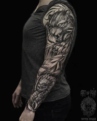 Татуировка мужская графика тату-рукав пума 3920 | Art of Pain