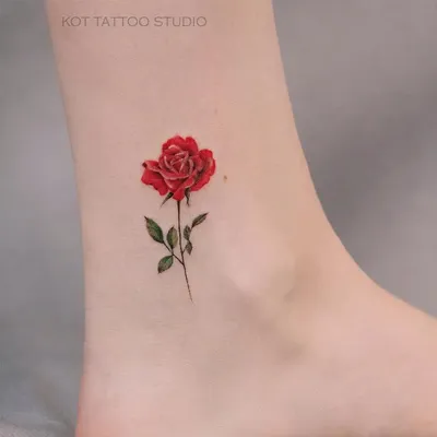 Татуировка мужская дотворк на ноге роза и череп 2142 | Art of Pain