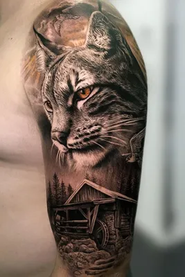 Тату \"Рысь\" для мужчин | Cat tattoo, Animal sleeve tattoo, Animal tattoos