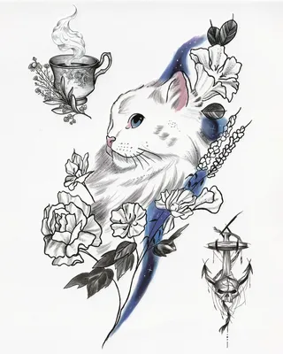 Тату кошка на щиколотке - 5 Фото и значение татуировок 2023