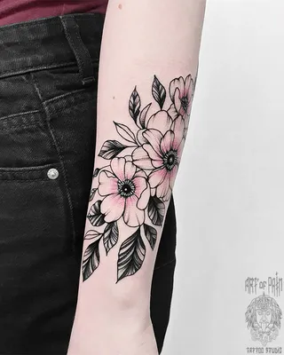 Art Tattoo Временные переводные тату цветов в стиле акварель и цветные