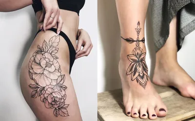 Лидер продаж, наклейка в виде бабочки, цветов, девушек, искусственная  татуировка на талию и тело, наклейка для ног и живота | AliExpress