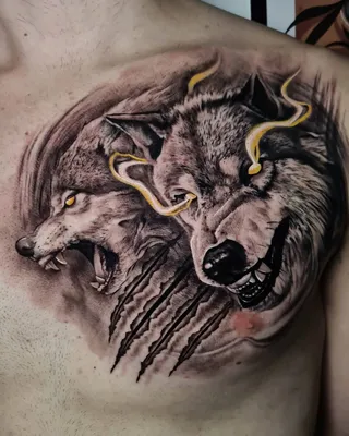 Свободный эскиз тату с череп с волком от мастера Денис Марченко | Art of  Pain