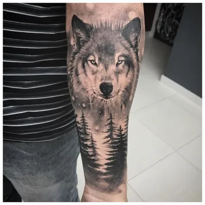 Татуировка женская реализм на плече волк 4795 | Art of Pain