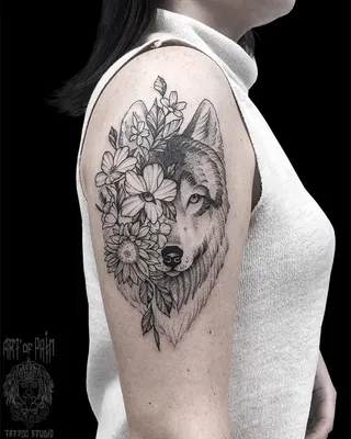 Татуировка волка на плече, art, …» — создано в Шедевруме