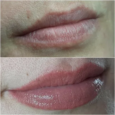 Перманентный макияж губ бежевый цвет - 86 фото