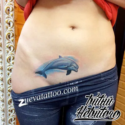 Татуировка дельфин. Цветная