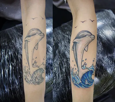 Татуировка Временная водостойкая, наклейка на тело, татуировка в виде  дельфина, флэш-тату, ненастоящие татуировки для девушек и женщин |  AliExpress