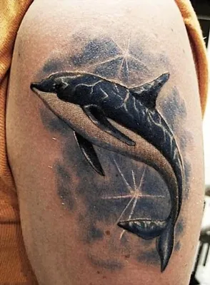 Переводная временная татуировка Дельфин - неоновая тату