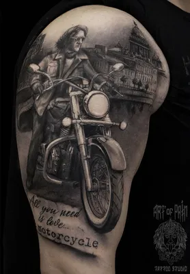 Тату Мотоцикл 🏍 — значение, эскизы и фото татуировок с мотоциклами для  мужчин и парней
