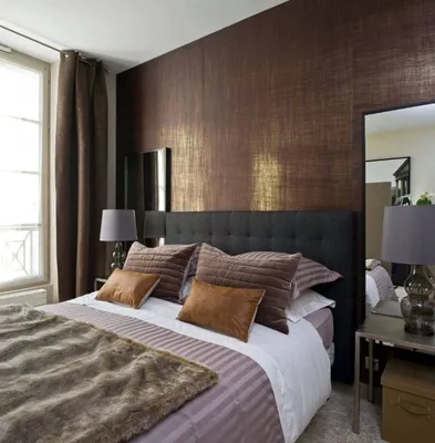 Обои для спальни: фото новинок дизайна интерьеров с комбинированием  однотонных и с рисунком обоев, 150 реальных примеров оформления