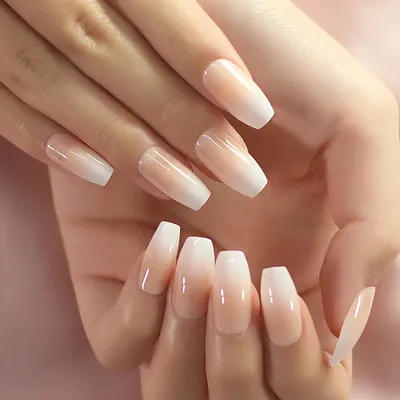 Натуральные розовые телесные белые французские накладные ногти с градиентом  Маникюр балерина накладные ногти ежедневная офисная одежда для пальцев |  AliExpress