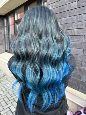 Цветные пряди волос на заколках. Тёмно-синий + Ярко-фиолетовый. 1 шт. |  Бигуди Локсы и аксессуары для волос