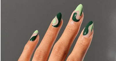 Длинные глянцевые накладные ногти в форме миндаля, темно-зеленые,  многоразовые, ультратонкие, однотонные, накладные ногти с клеем, стикер |  AliExpress