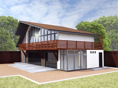 p1227ge – проект мансардного дома 15 на 10 с террасой над гаражом до 180 кв