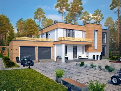 Проект удобного дома с террасой над гаражом, с современными элементами  архитектуры - Z149