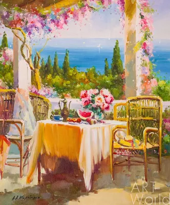 Картины фрески \"Терраса с видом на море\" - арт 001000611 | Купить в  интернет-магазине Фото в дом - Фото в дом
