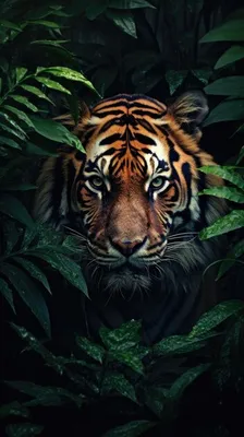 Величественный тигр, выходящий из густых джунглей обои на телефон | Премиум  Фото