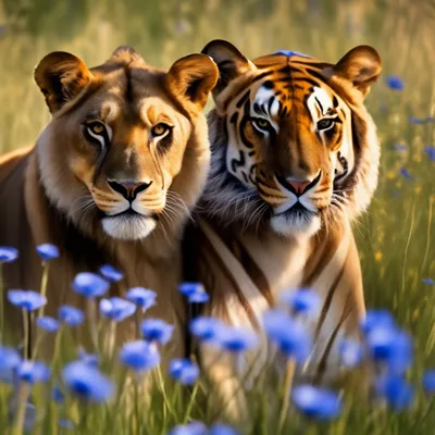 Тигр и львица фото фото