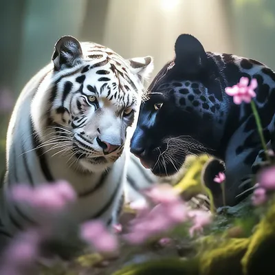 Тигр и пантера - красивые фото