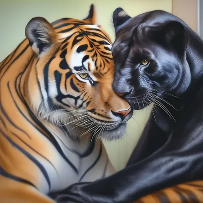 Тигр ласкает Пантеру, профессиональное…» — создано в Шедевруме