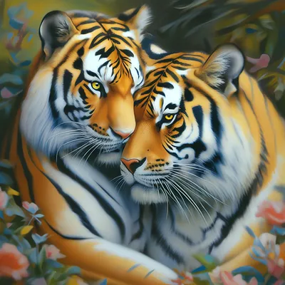 Тигр и тигрица, любовь» — создано в Шедевруме