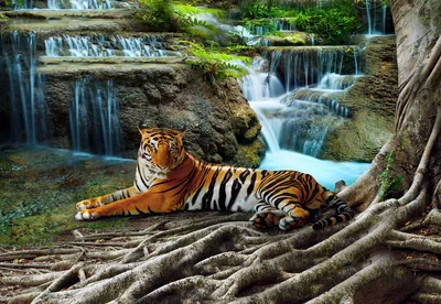 Фотообои Тигр за деревом артикул Anm-109 купить в Оренбурге |  интернет-магазин ArtFresco