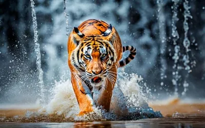 Скачать 800x600 тигр, вода, прыжок, брызги обои, картинки pocket pc, pda,  кпк
