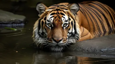 портрет тигра наполовину в воде. подводный мир с рыбой и пузырями Стоковое  Фото - изображение насчитывающей чисто, печать: 240233210