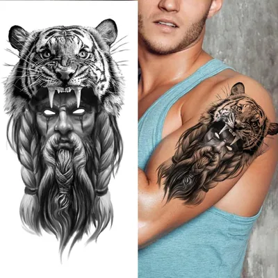 Татуировка переводная временная / наклейка на тело / синеглазый тигр-  купить по выгодной цене в интернет-магазине OZON (731165578)