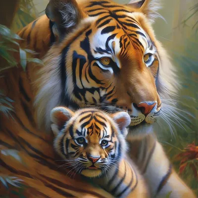 Тигрица и тигренок» — создано в Шедевруме