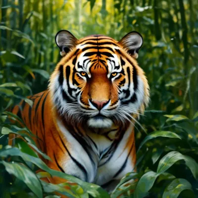 Тигр в джунглях | Премиум Фото