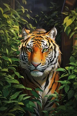 Тигры в джунглях - картина маслом