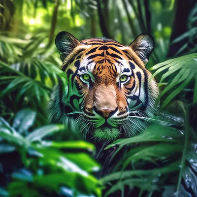 Амурский тигр в джунглях» — создано в Шедевруме