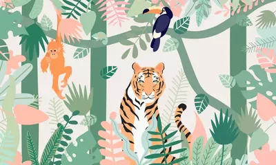 Тигр в джунглях , 4k, 1/250s» — создано в Шедевруме