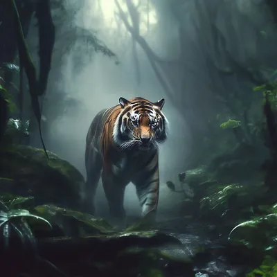 Тигр в джунглях | Купить панно «Тигр в джунглях» из янтаря — UKRYANTAR