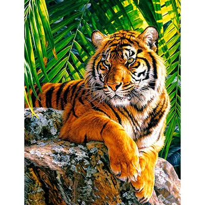 Картина Тигр в джунглях из янтаря купить в Украине по привлекательной цене  — Amber Stone