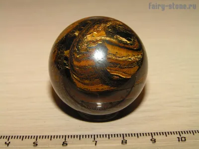 Шар из камня тигровый глаз с гематитом (36 мм) | Fairy-Stone