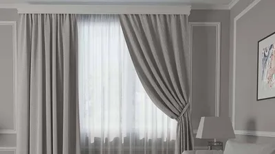 Полосатые занавески и легкая белая тюль в гостиной - Комнаты - Дизайн