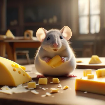 Толстая мышь сидит на столе и …» — создано в Шедевруме