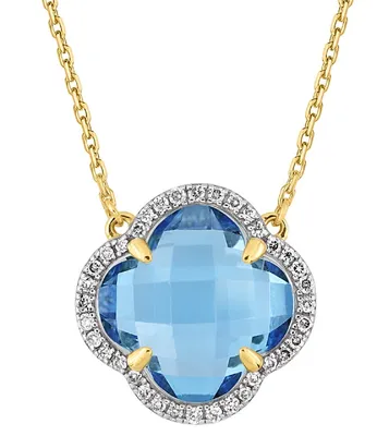 BLUE TOPAZ (swiss blue) + DIAMONDS YELLOW GOLD VICTORIA DIAMONDS NECKLACE