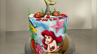 Как приготовить вкусный торт с русалкой Ариэль. Delicious sea-themed cake  with Ariel. - YouTube