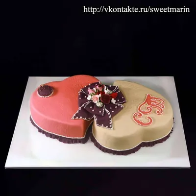 Стильный свадебный торт \"Два сердца\" на заказ в Петербурге