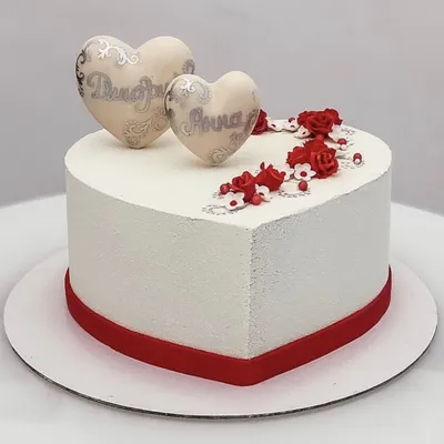 Свадебный торт два сердца № 726 стоимостью 4 350 рублей - торты на заказ  ПРЕМИУМ-класса от КП «Алтуфьево»